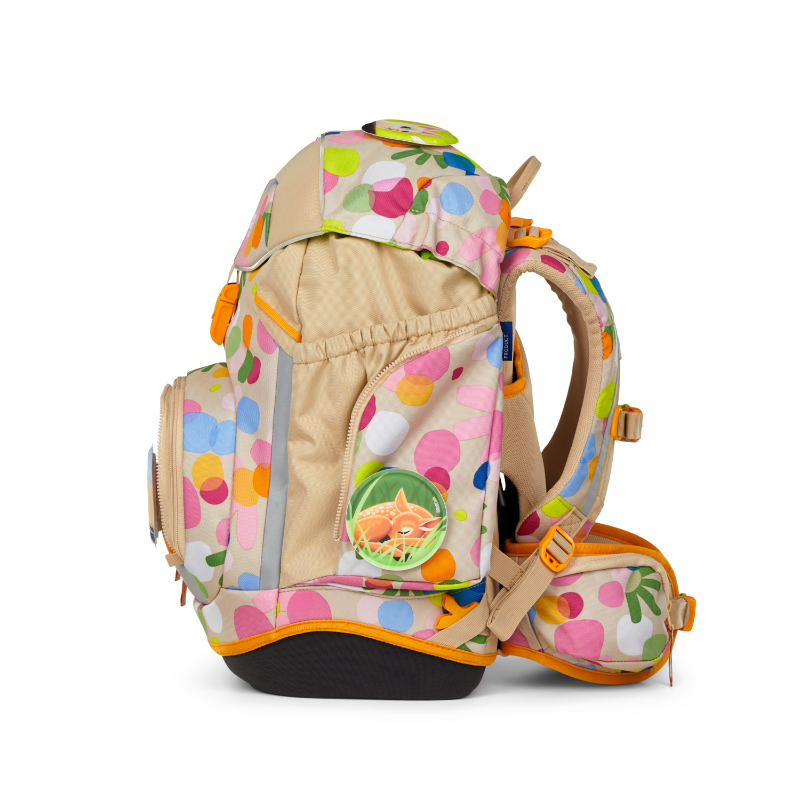 Miniaturbild: Schulrucksack ergobag FlowerpowBär beige bunt Ansicht seitlich