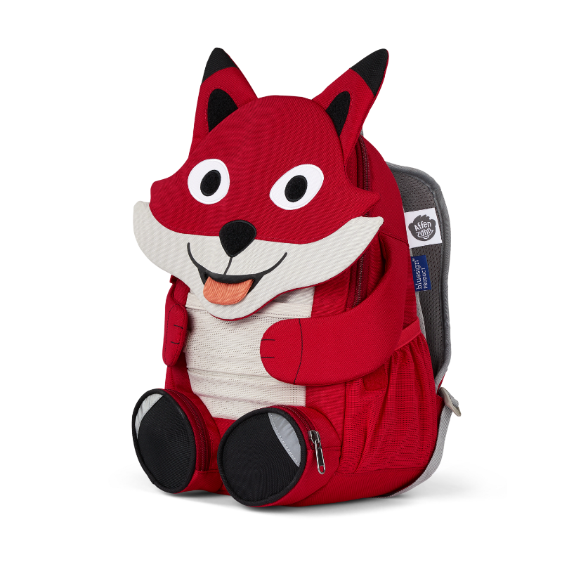 Miniaturbild: roter Rucksack für Kinder Fuchs Gesicht Ansicht seite