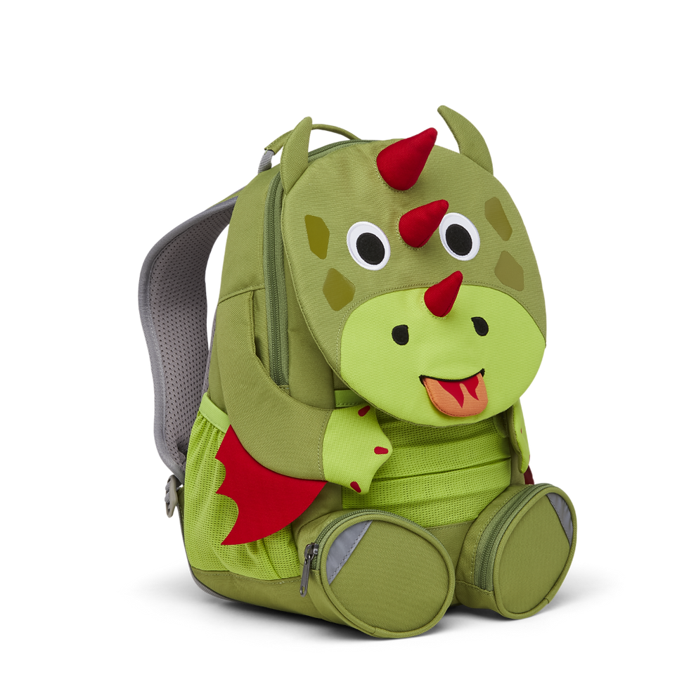 grüner Rucksack für Kinder Drache Ansicht seite