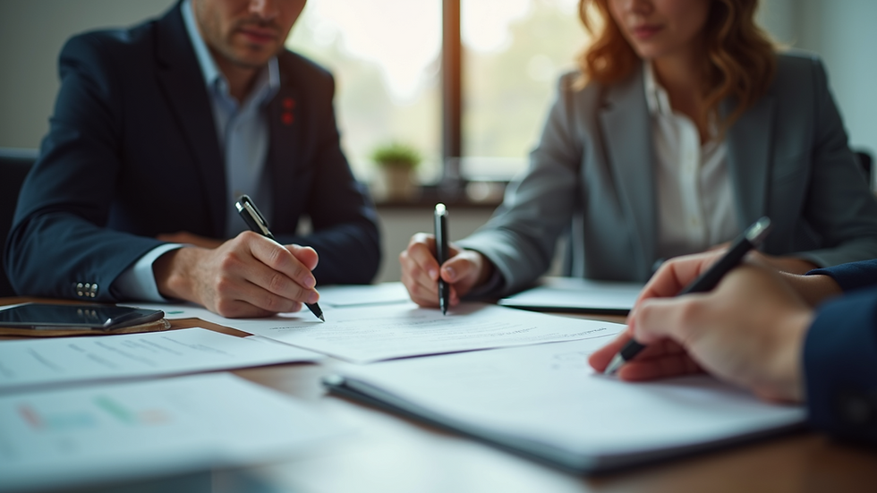 High angle view of a bilingual team working on immigration document certification