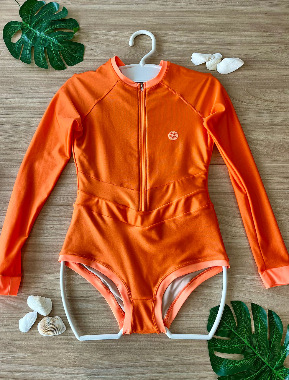 Thumbnail: Orange Long Sleeve Surfing Swimsuit