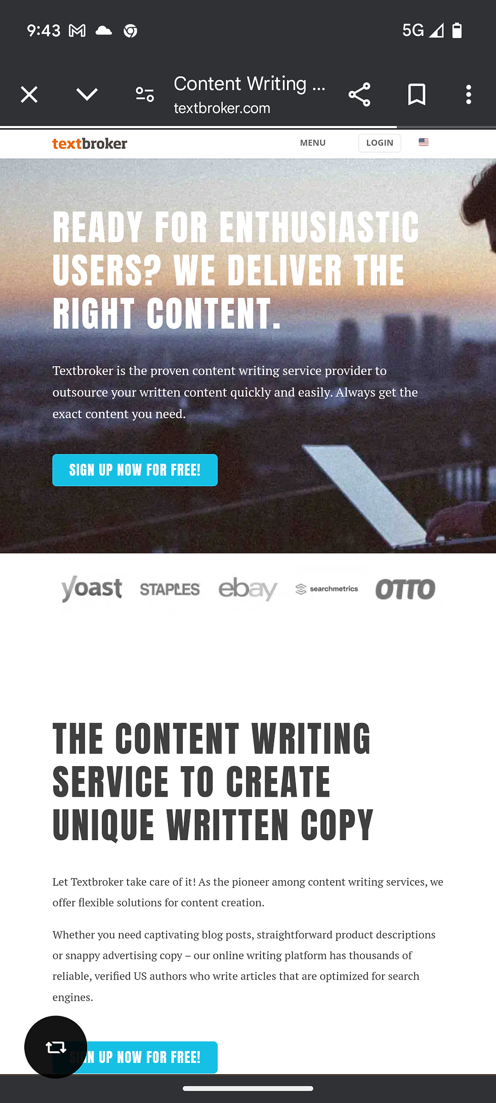 Textbroker Homepage