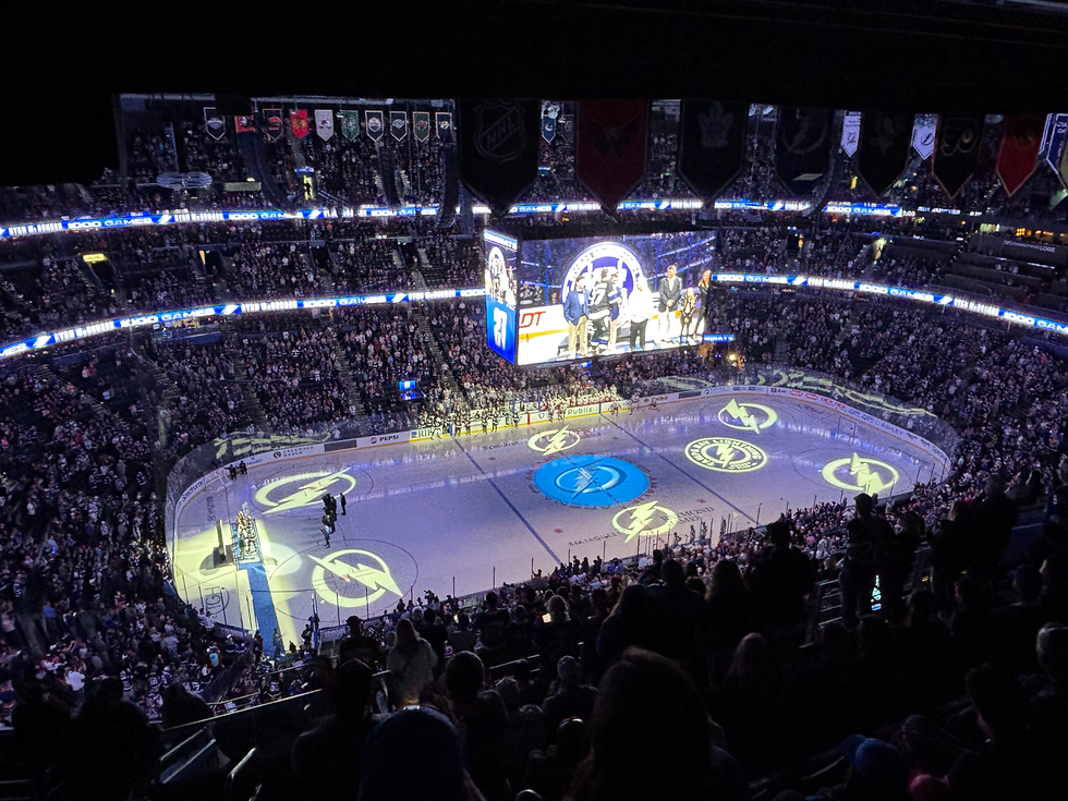 Ryan McDonagh's silver stick ceremony on March 29, 2025.