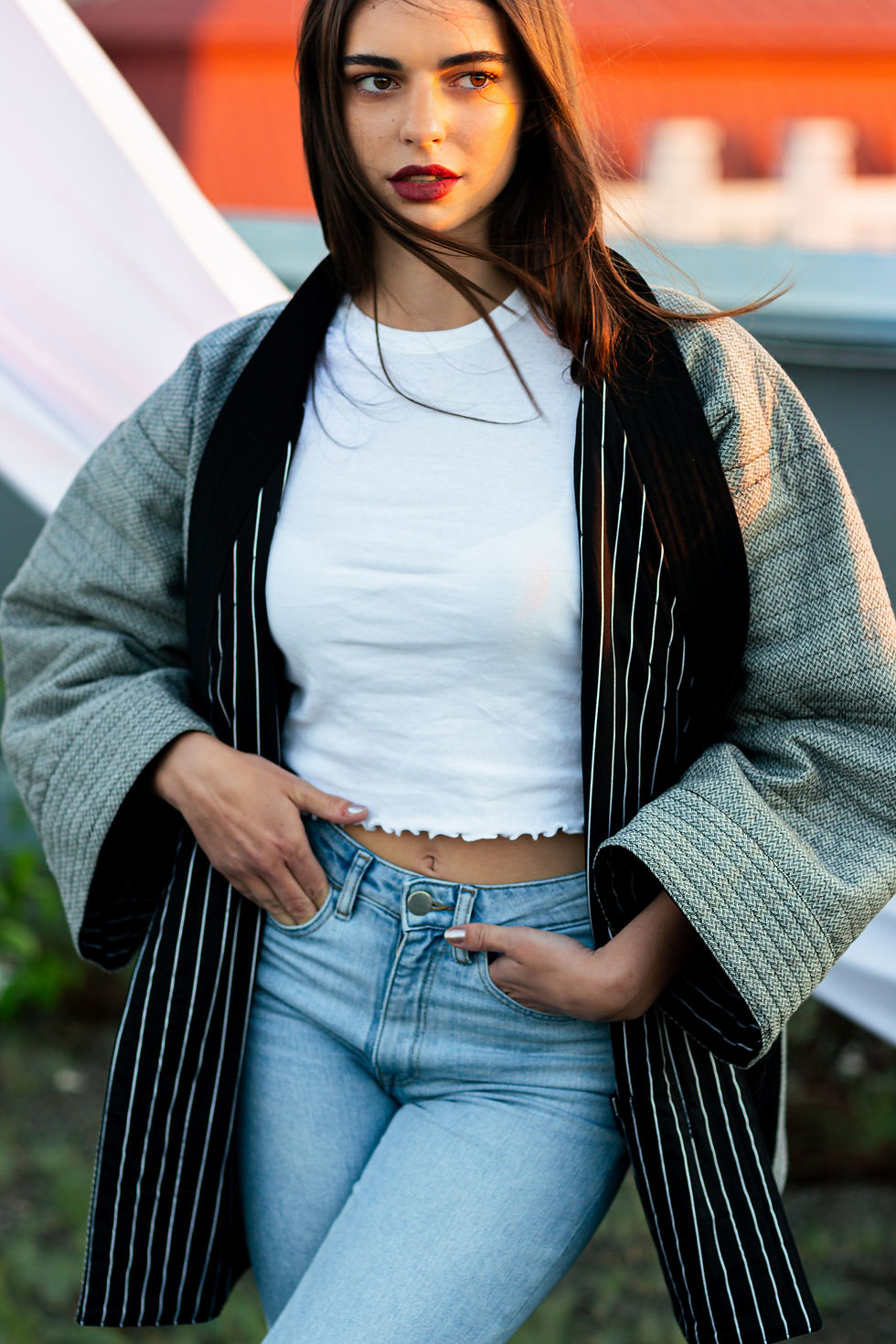 Thumbnail: Reversible  unisex kimono jacket