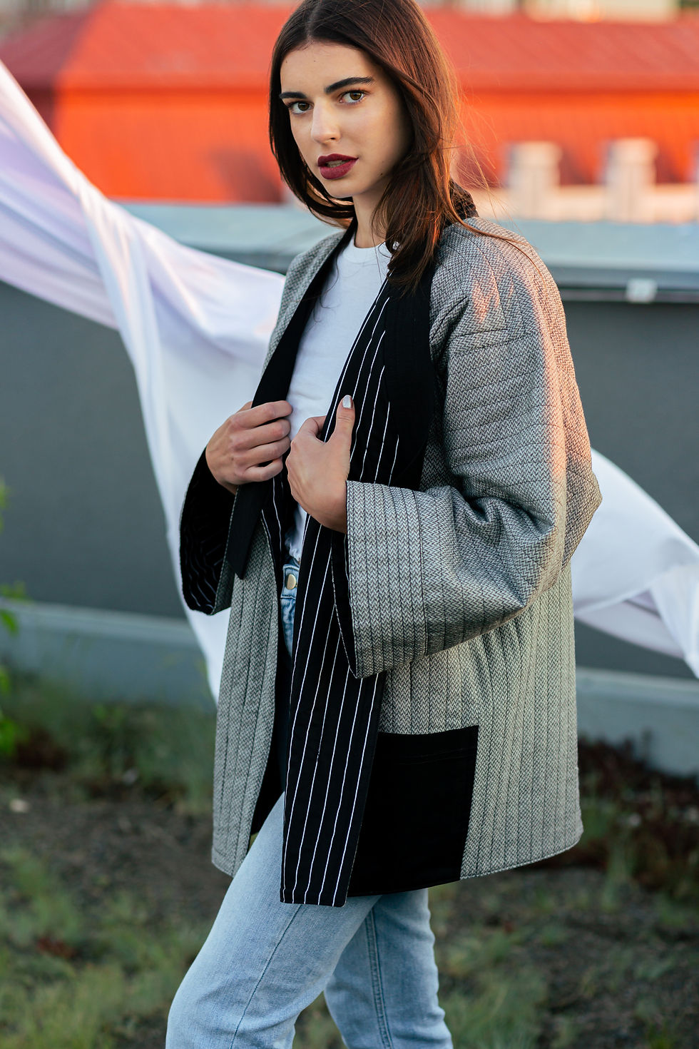 Thumbnail: Reversible  unisex kimono jacket