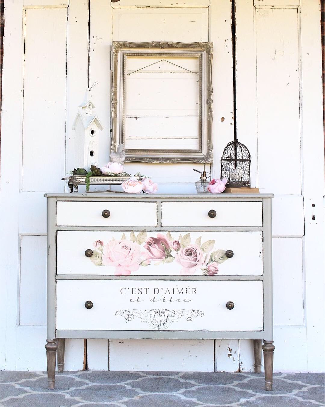 Antique Floral Dresser