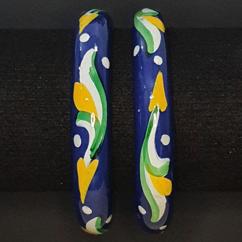 front shot of Floral-Themed Mango-Wood Bangles 8