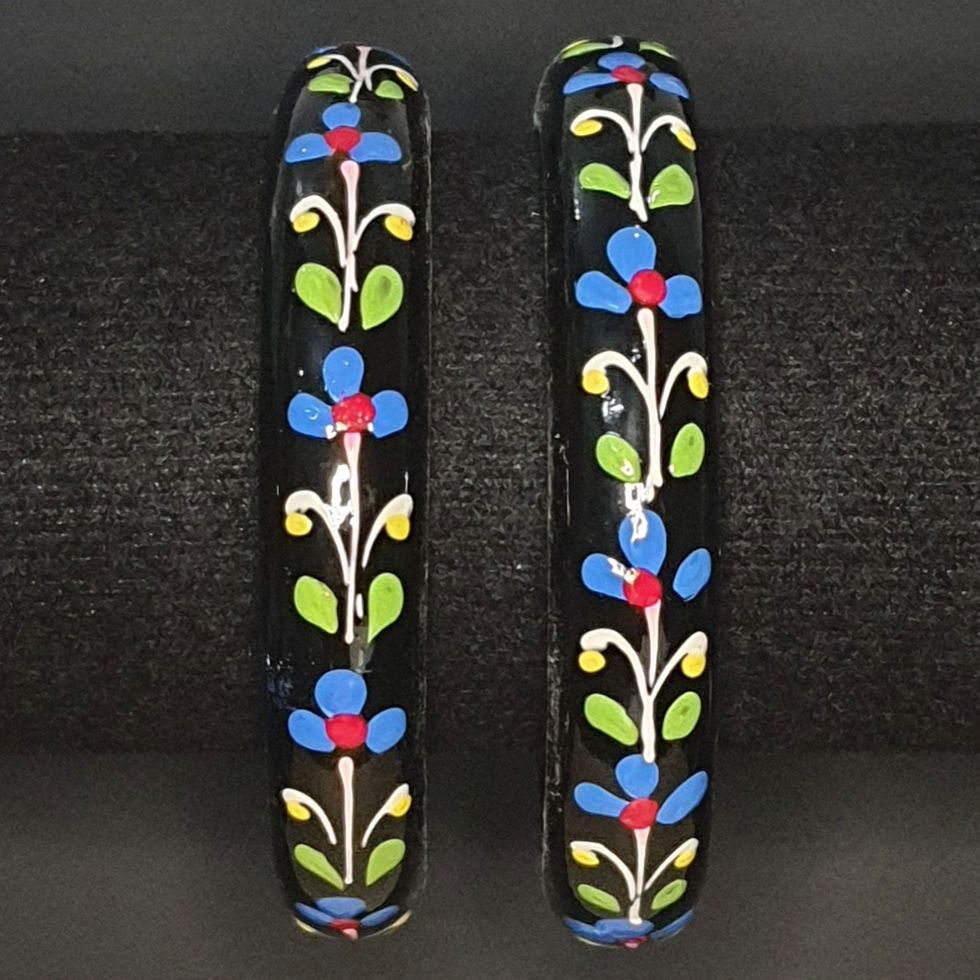front shot of Floral-Themed Mango-Wood Bangles 14