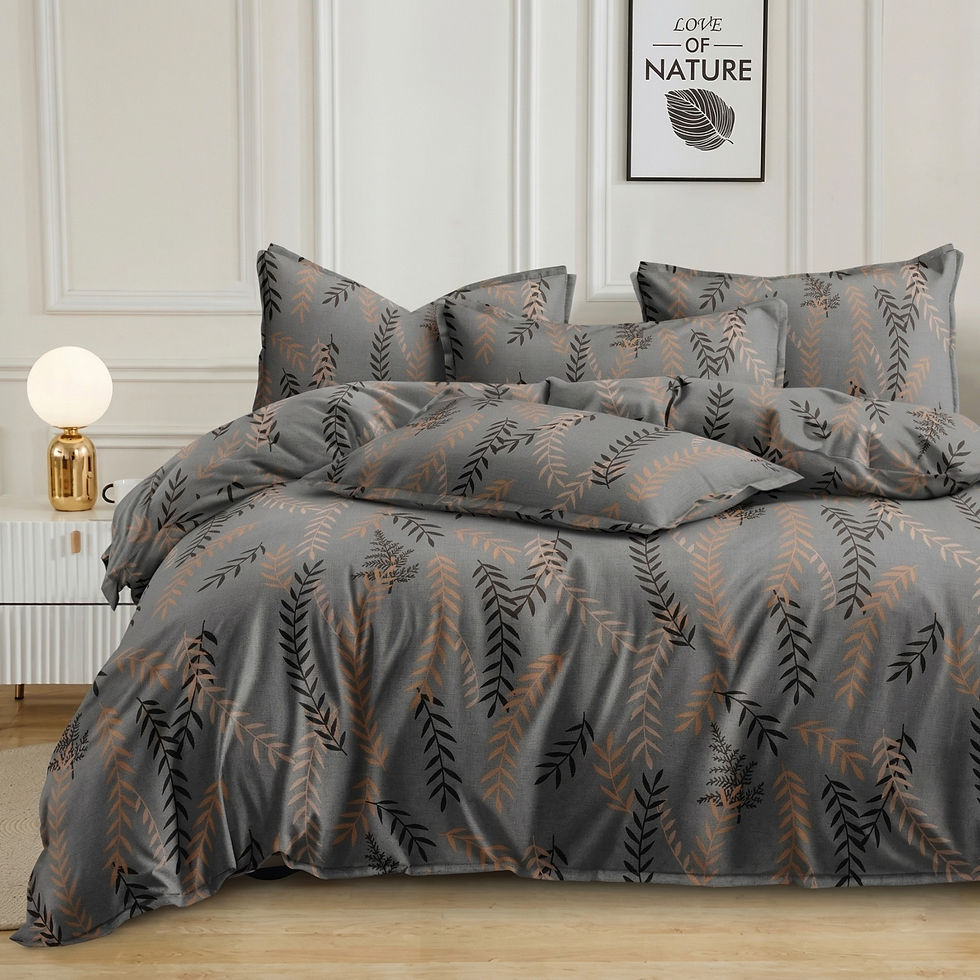front view of a bed with Lotus Home Couture Calvin Complete Double Bed Bedding Set