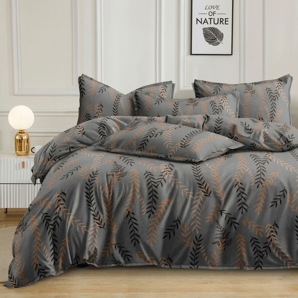 front view of a bed with Lotus Home Couture Calvin Complete Double Bed Bedding Set