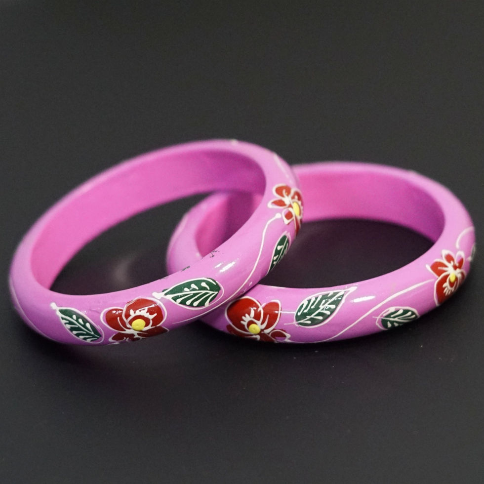 display shot of Floral-Themed Mango-Wood Bangles 15