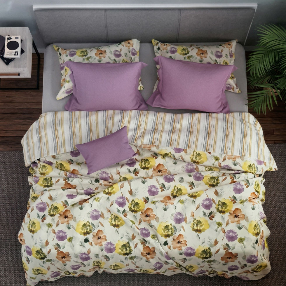 top view of a bed with myTRIDENT Comfort Living Cluster Double Bed Reversible Dohar—Warm & Lightweight