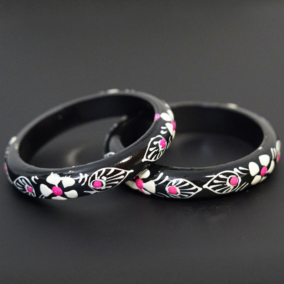 display shot of Floral-Themed Mango-Wood Bangles 3