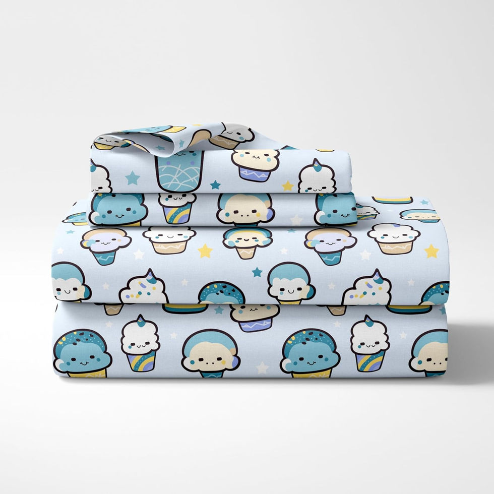 detail 1 of Loreto 100% Cotton Kawaii-Pastel Sky-Drinks Single Bed Bedsheet Set