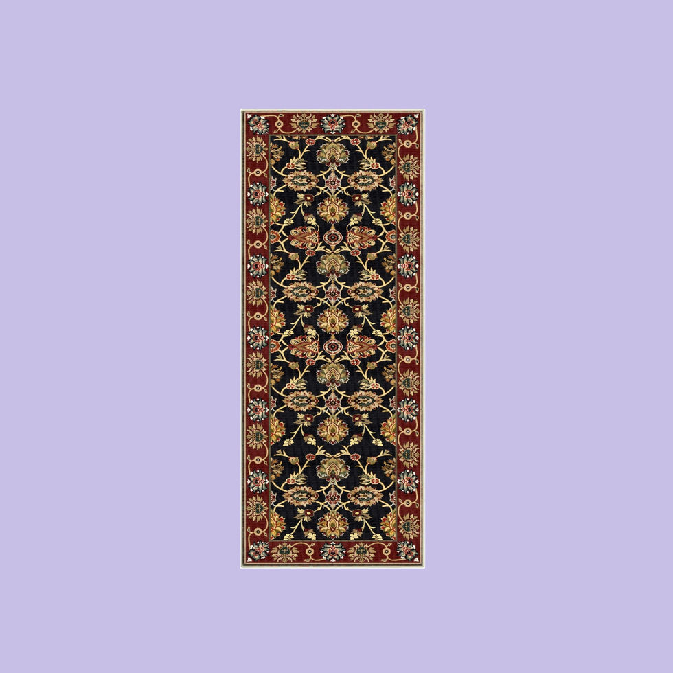 top view of Ishro Home Gul Noir Velvet 3D-Print Anti-Skid Multi-Purpose Runner-Rug