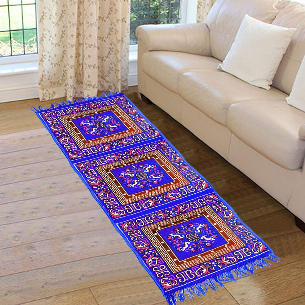 display shot of Kuber Industries Velvet Sky-Blue Anti-Skid Multi-Purpose Runner Rug