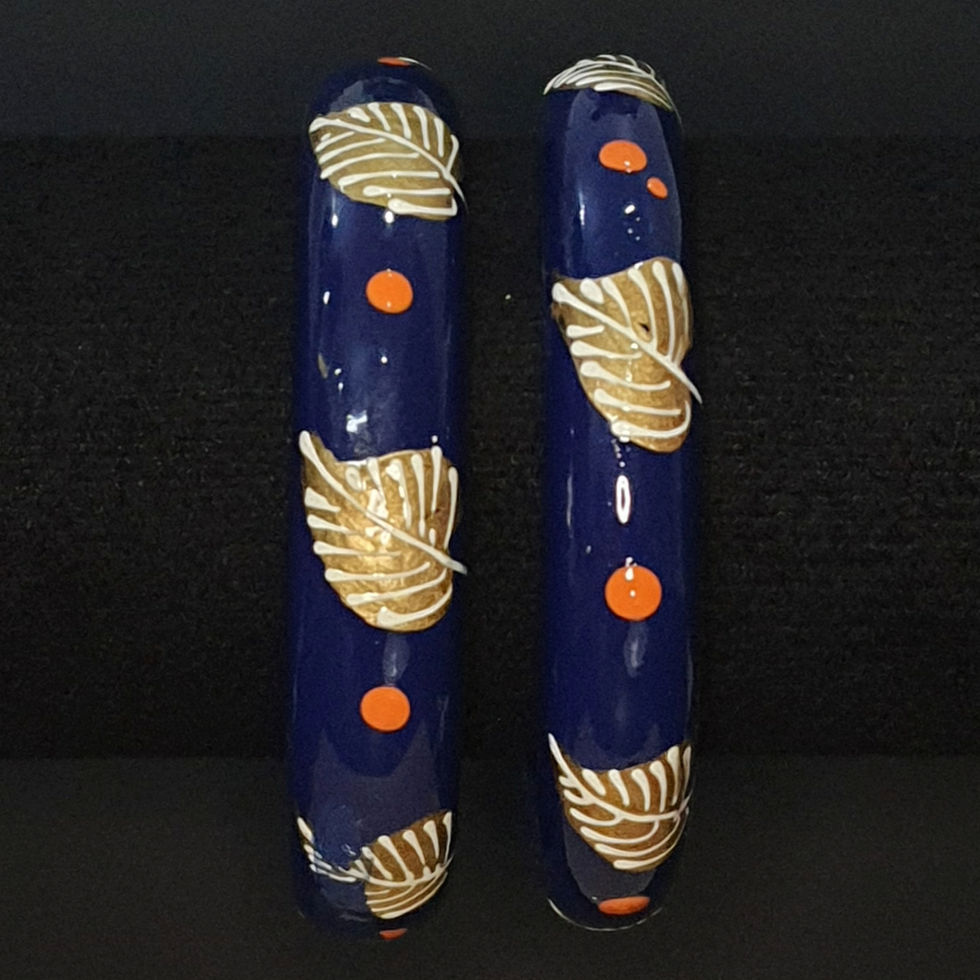 front shot of Floral-Themed Mango-Wood Bangles 13