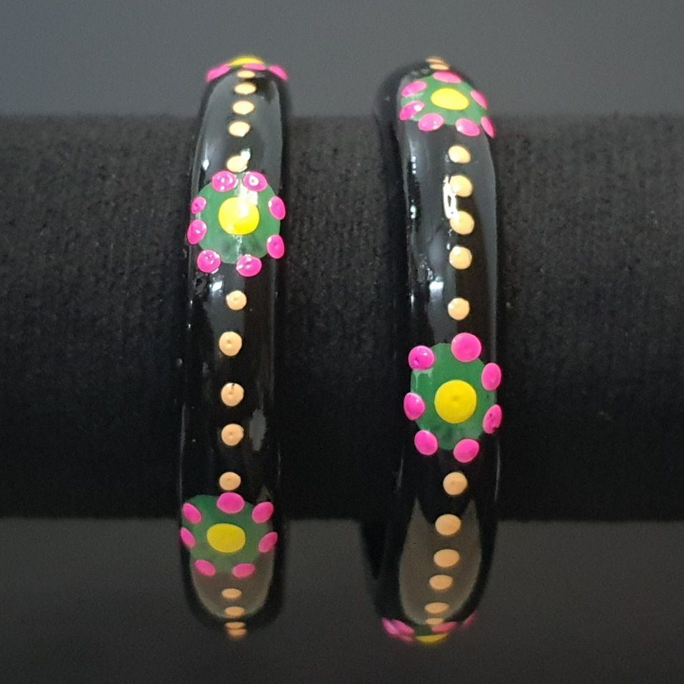 front shot of Floral-Themed Mango-Wood Bangles 1