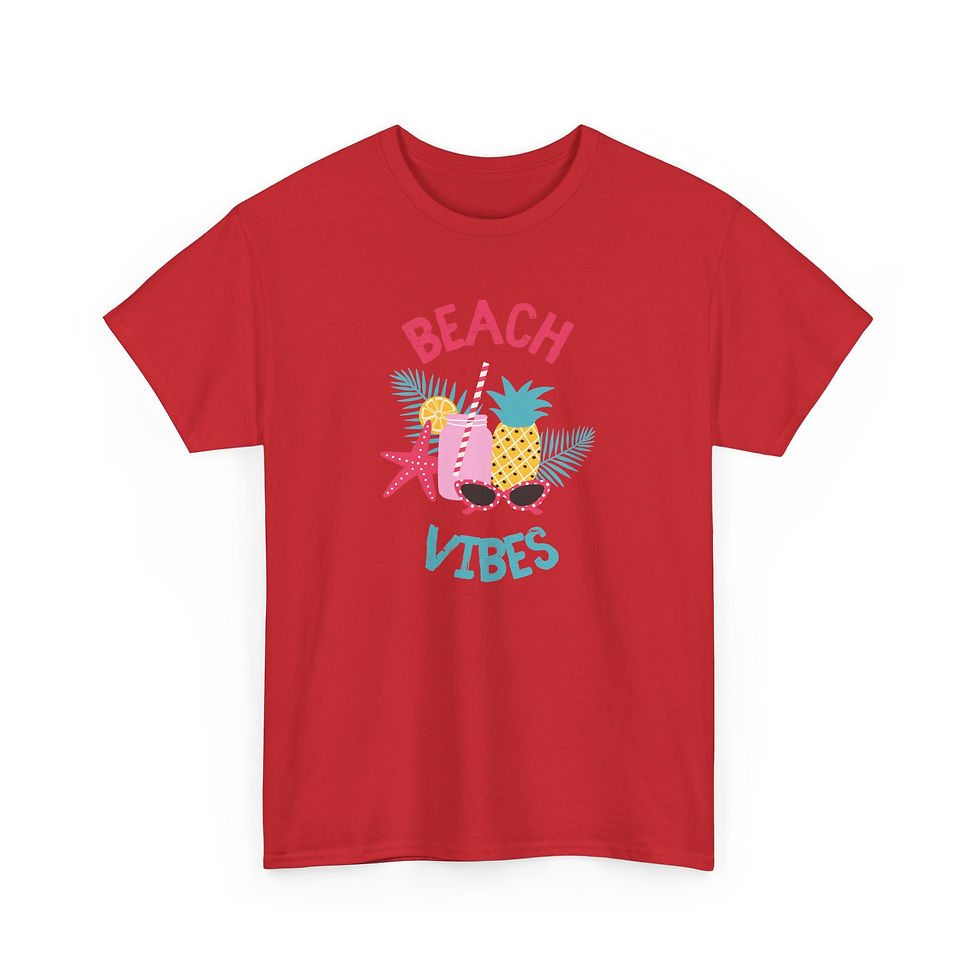 Thumbnail: Beach Vibes Heavy Cotton Tee - Casual Summer Shirt, Vacation Outfit