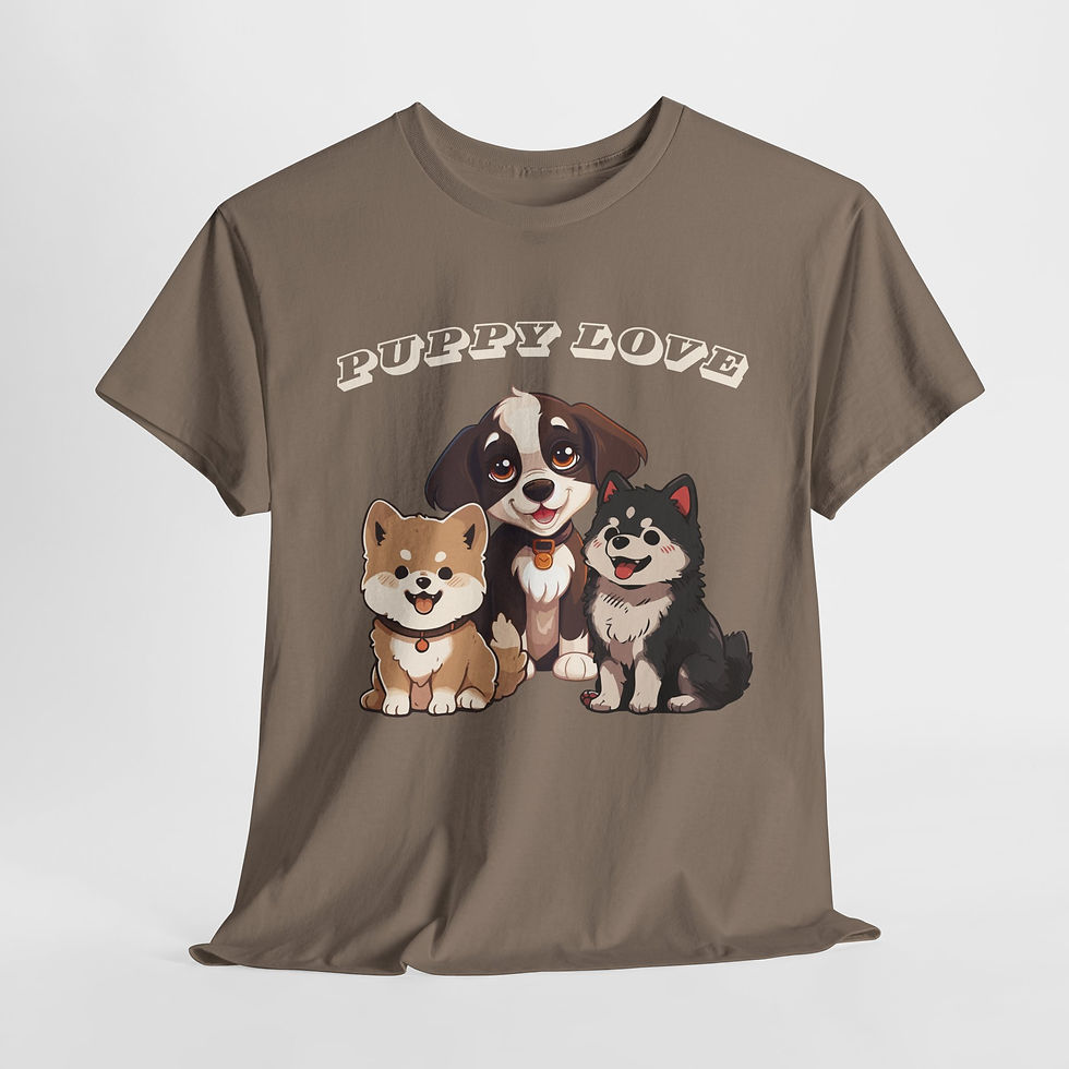 Thumbnail: Cute Puppy Love Cotton Tee - Dog Lover Shirt, Gift for Pet Owners