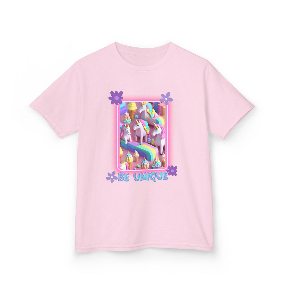 Thumbnail: Kids Unicorn Tee - "Be Unique" Colorful Graphic T-Shirt