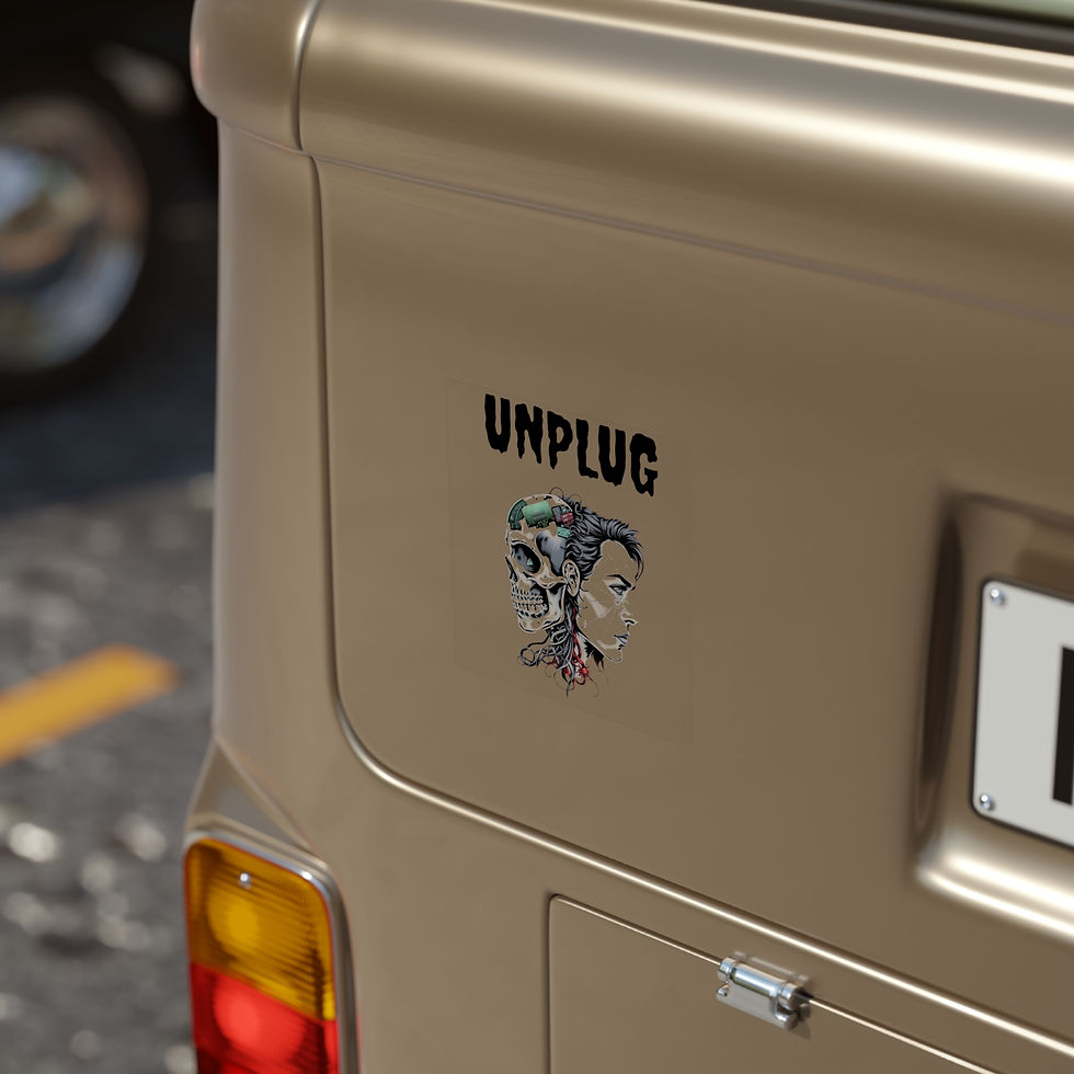 Thumbnail: Unplug Skull and Woman Transparent Outdoor Sticker 