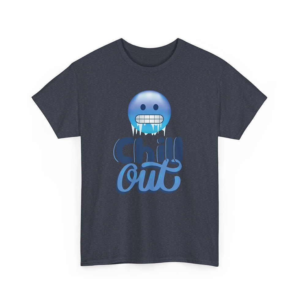 Thumbnail: Chill Out Emoji Heavy Cotton Tee | Relaxed Fit Graphic T-Shirt, Funny 