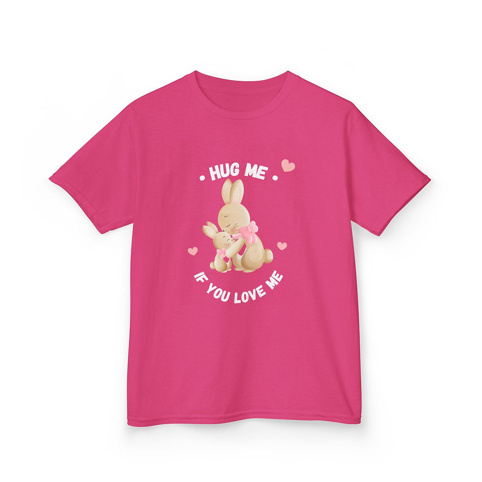 Thumbnail: Adorable Kids Tee - "Hug Me If You Love Me" Bunny Design