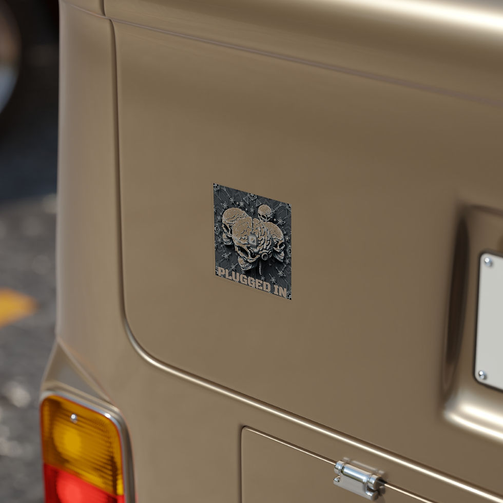 Thumbnail: Skull Themed Transparent Outdoor Sticker - "PLUGGED IN"