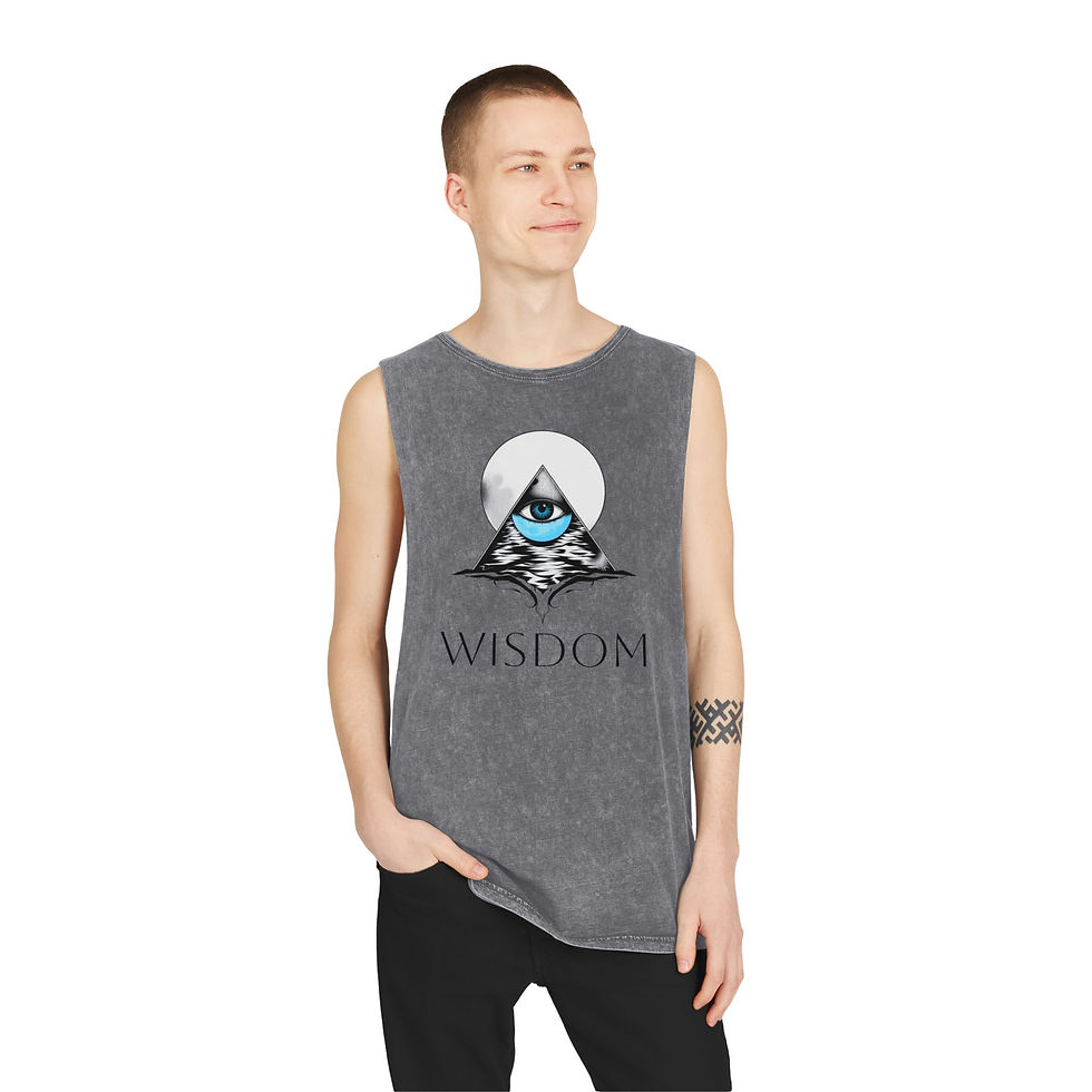 Thumbnail: Unisex Stonewash Tank Top - Wisdom Eye Graphic Tee