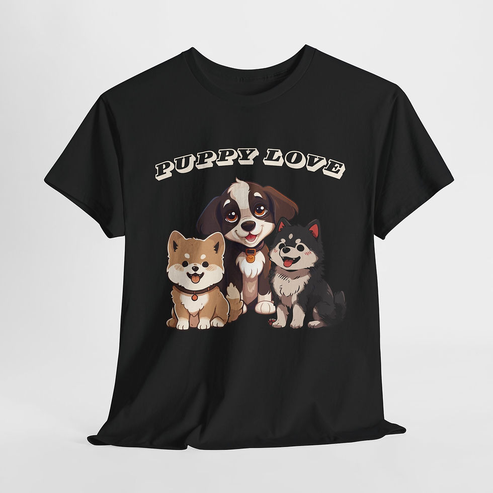 Thumbnail: Cute Puppy Love Cotton Tee - Dog Lover Shirt, Gift for Pet Owners