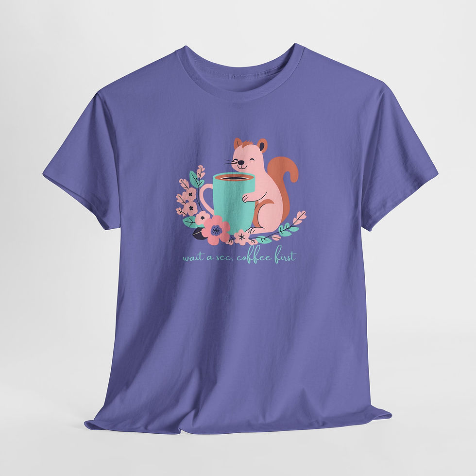 Thumbnail: Cute Squirrel Coffee Tee - Unisex Heavy Cotton Shirt