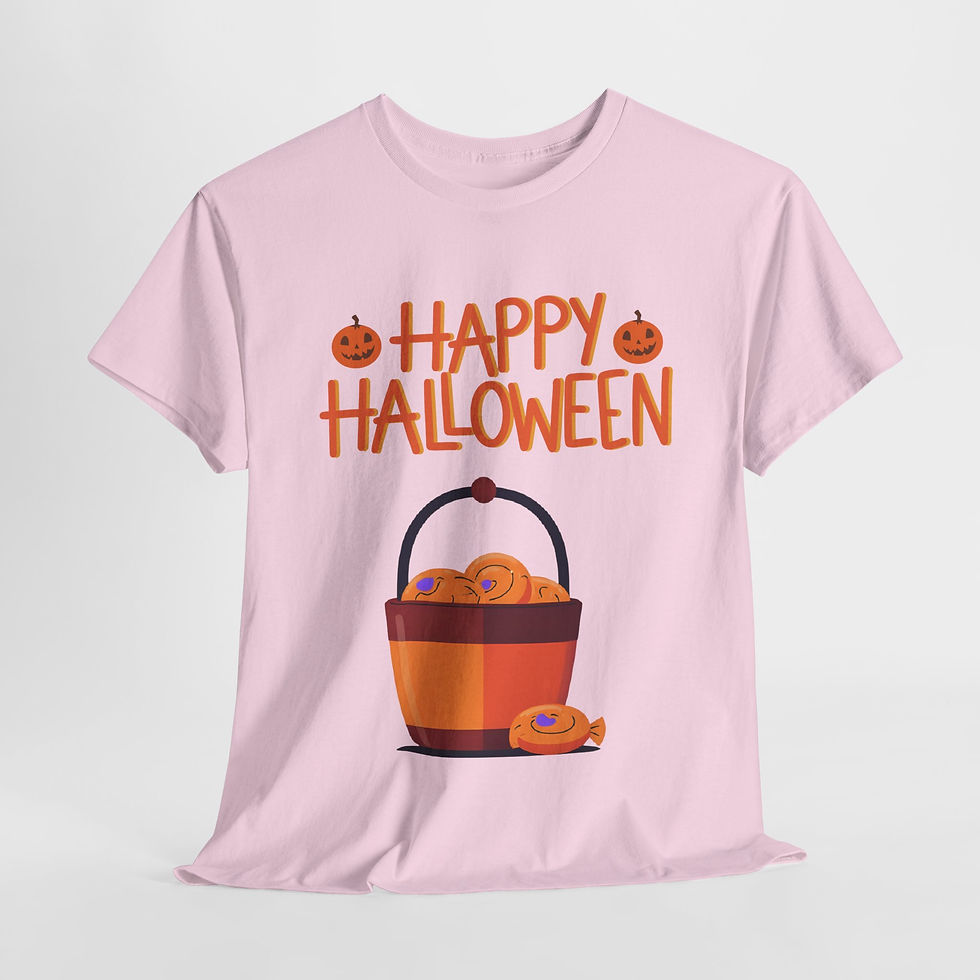 Thumbnail: Happy Halloween Heavy Cotton Tee, Spooky Shirt, Trick or Treat Tee