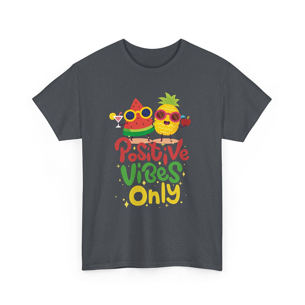 Thumbnail: Positive Vibes Heavy Cotton Tee | Fun Summer Shirt, Gifts for Friends