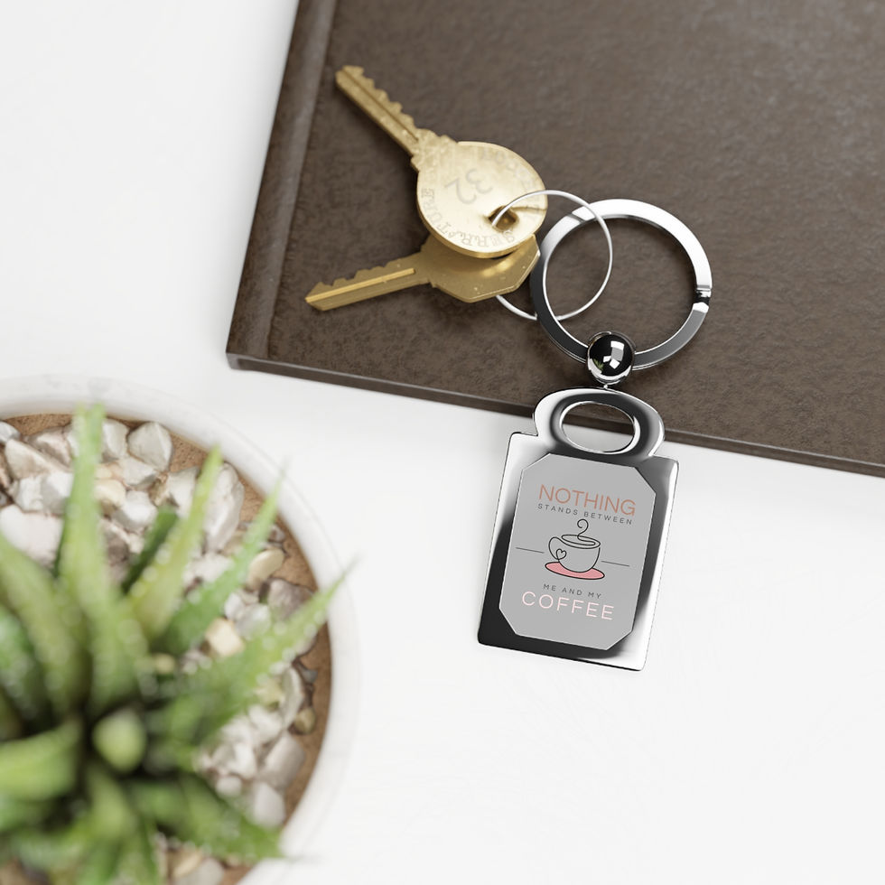 Thumbnail: Rectangle Keyring, Custom Keychain Gift, Coffee Lover Accessory
