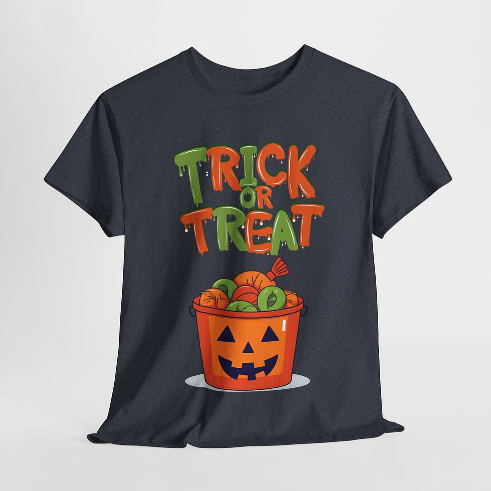 Thumbnail: Halloween Trick or Treat Tee, Cotton T-Shirt, Spooky Fun Costume