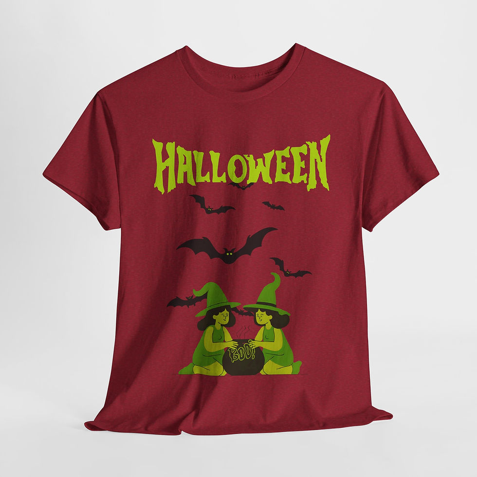 Thumbnail: Halloween Witch Cotton Tee, T-Shirt for Halloween Parties, Spooky Season Gift