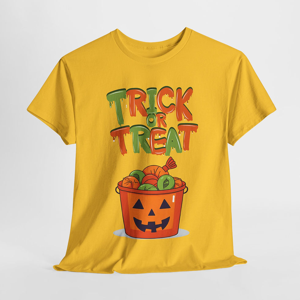 Thumbnail: Halloween Trick or Treat Tee, Cotton T-Shirt, Spooky Fun Costume