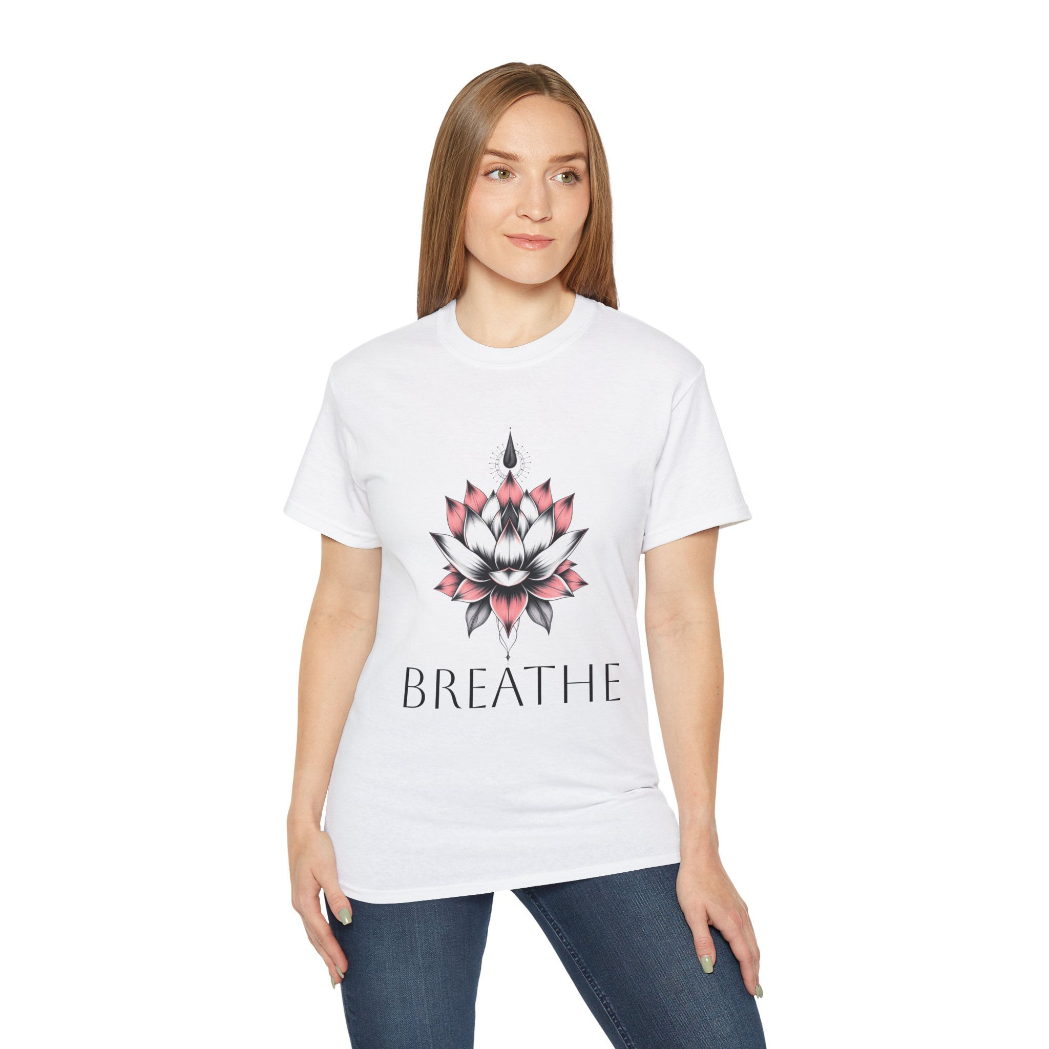 Breathe Floral Unisex Ultra Cotton Tee - Calm Vibes for Mindfulness and Yoga