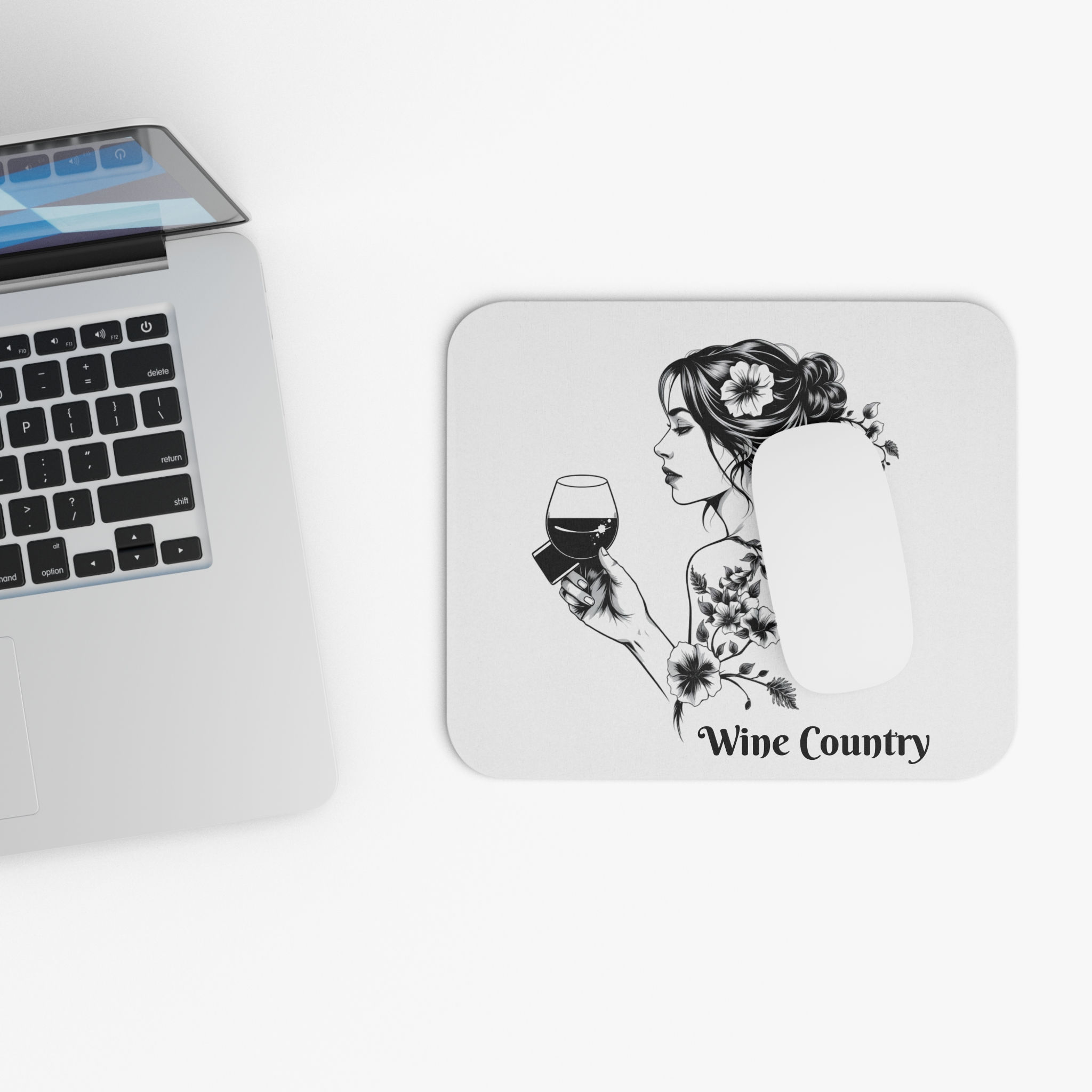 Wine Country Decorative Mouse Pad – Elegant Floral Design for Wine Lovers
