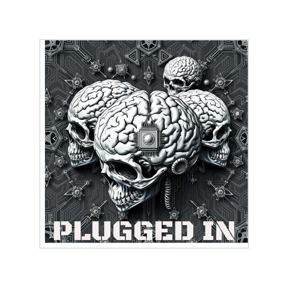 Thumbnail: Skull Themed Transparent Outdoor Sticker - "PLUGGED IN"