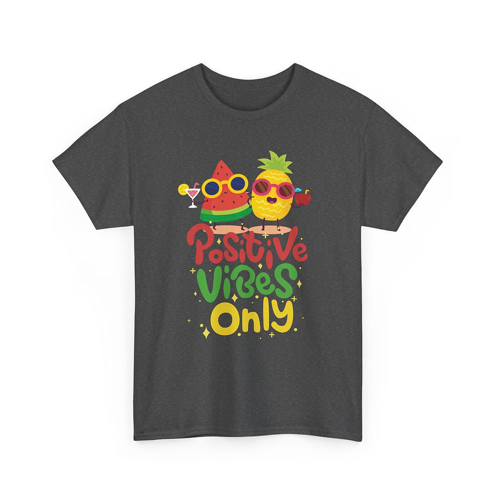 Thumbnail: Positive Vibes Heavy Cotton Tee | Fun Summer Shirt, Gifts for Friends
