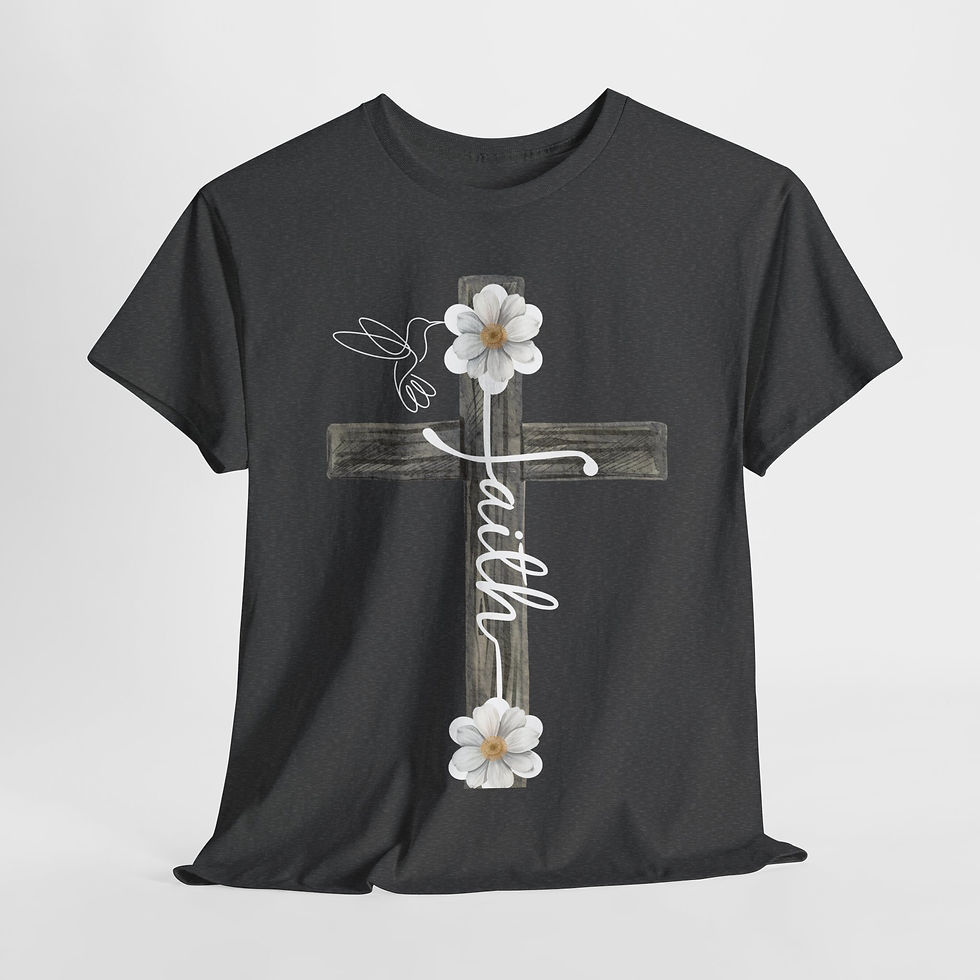 Thumbnail: Faith Cross Heavy Cotton Tee | Inspirational Christian Shirt