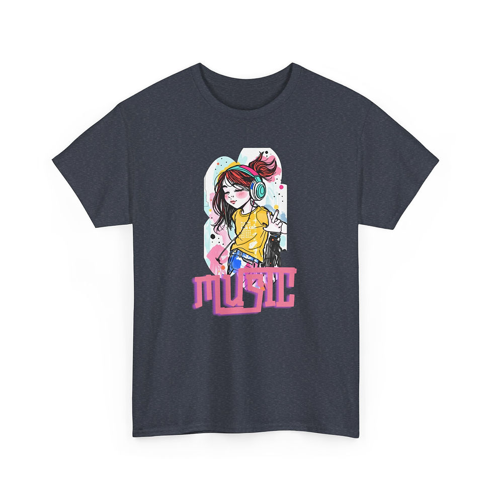 Thumbnail: Music-Inspired Heavy Cotton Tee, Cool Music T-Shirt, Gift for Music Lovers
