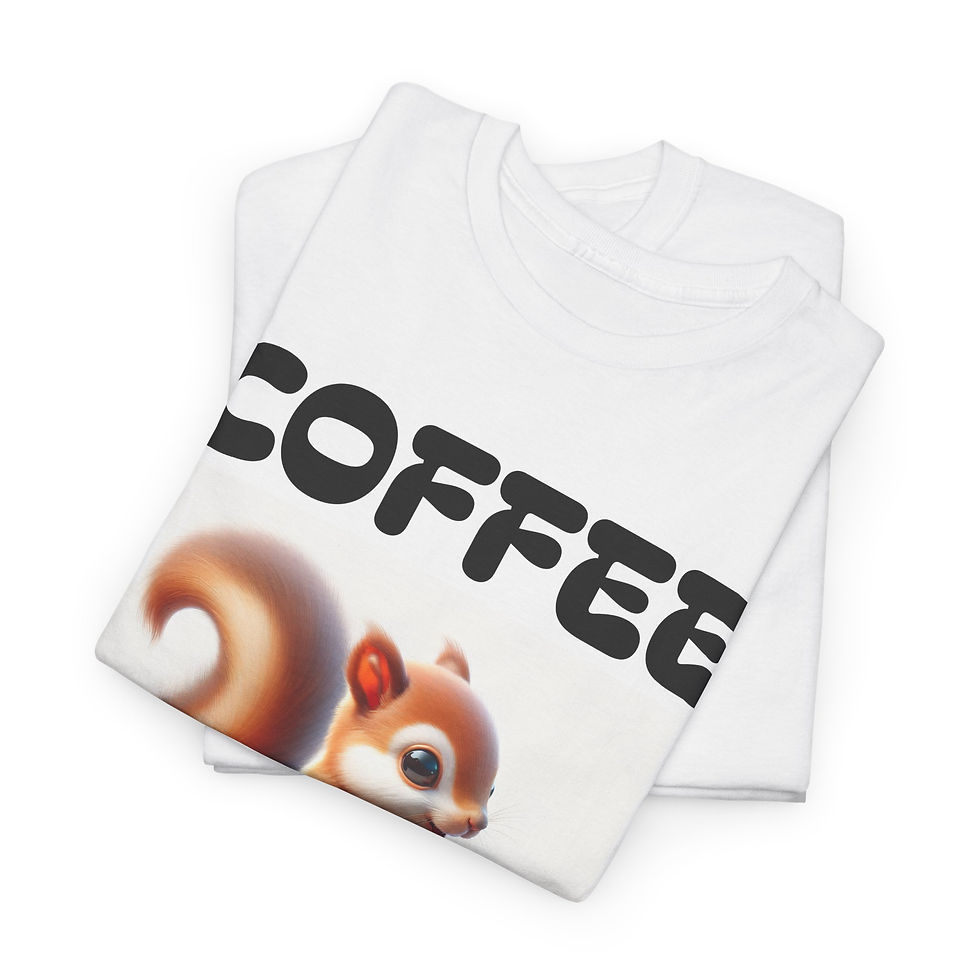 Thumbnail: Coffee Squirrel Unisex Heavy Cotton Tee - Cute Gift for Coffee Lovers