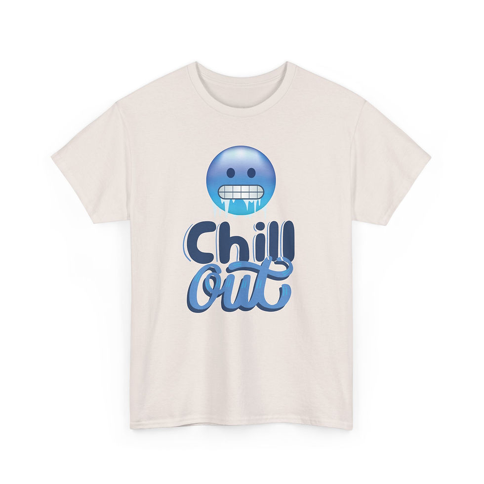 Thumbnail: Chill Out Emoji Heavy Cotton Tee | Relaxed Fit Graphic T-Shirt, Funny 