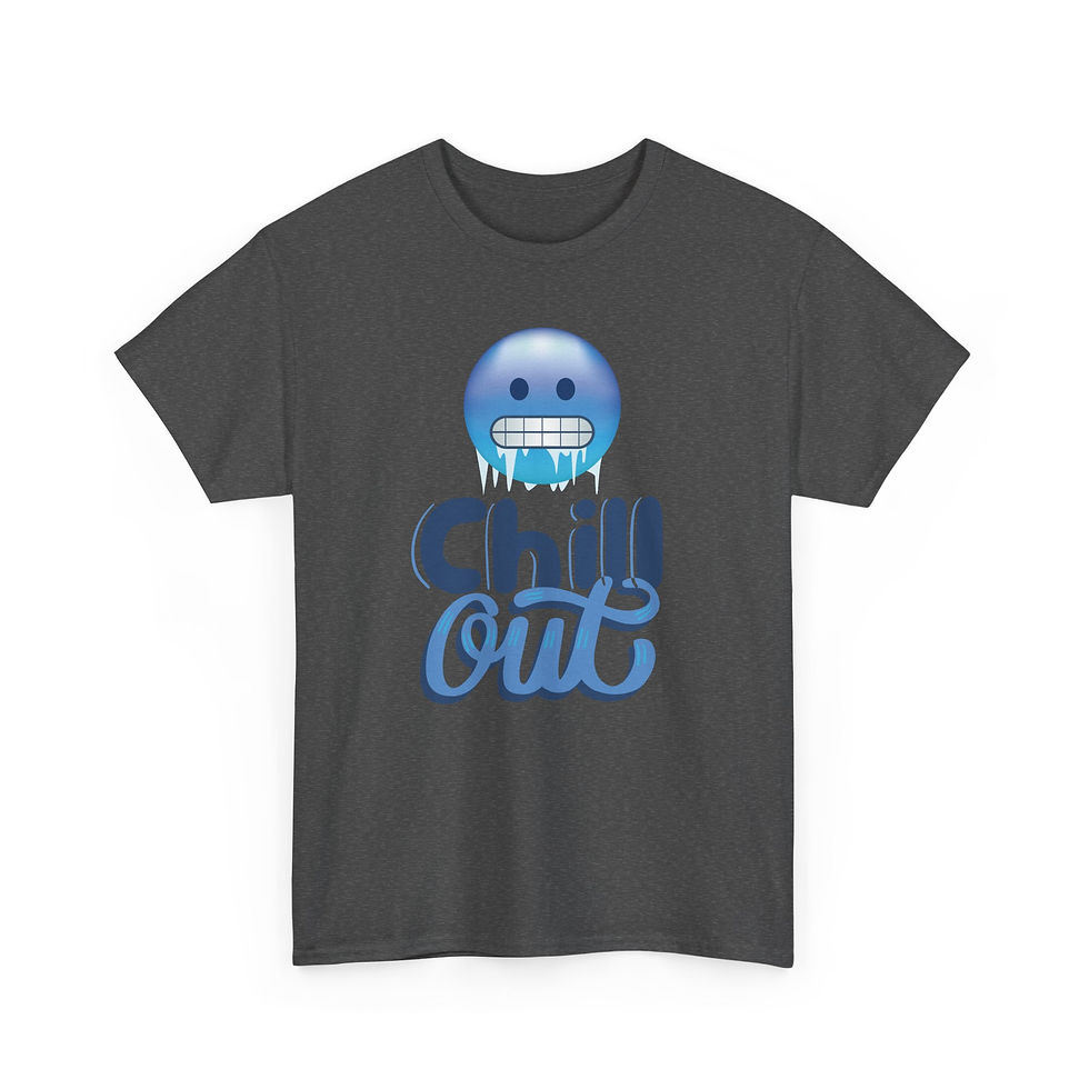 Thumbnail: Chill Out Emoji Heavy Cotton Tee | Relaxed Fit Graphic T-Shirt, Funny 