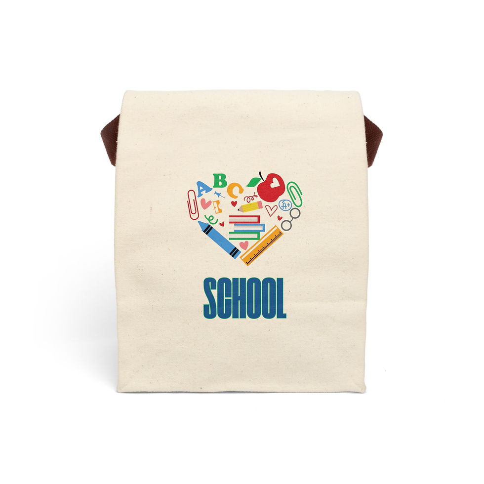 School-Themed Canvas Lunch Bag with Strap - Fun and Functional