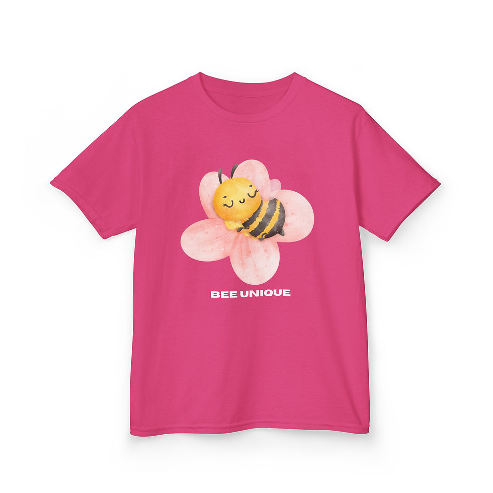 Thumbnail: Bee Unique Kids Tee, Cute Kid's T-Shirt, Floral Bee Shirt