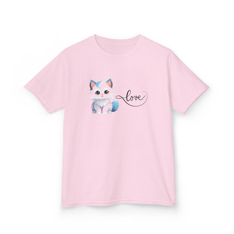 Thumbnail: Kids Love Cat Tee - Cute Cotton T-Shirt for Animal Lovers